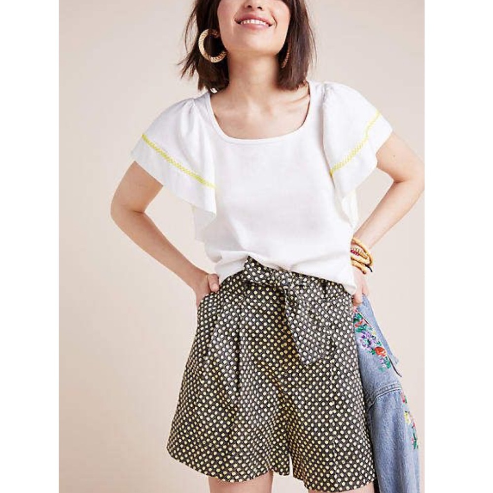 Anthropologie Maeve Sherman Flutter Sleeve Top